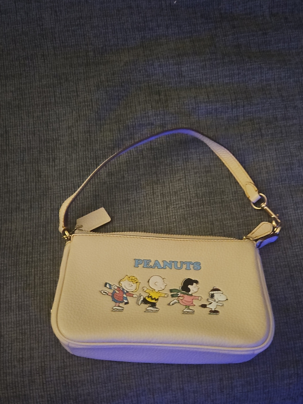 Peanuts Light Beige Mini Wristlet with Character Print